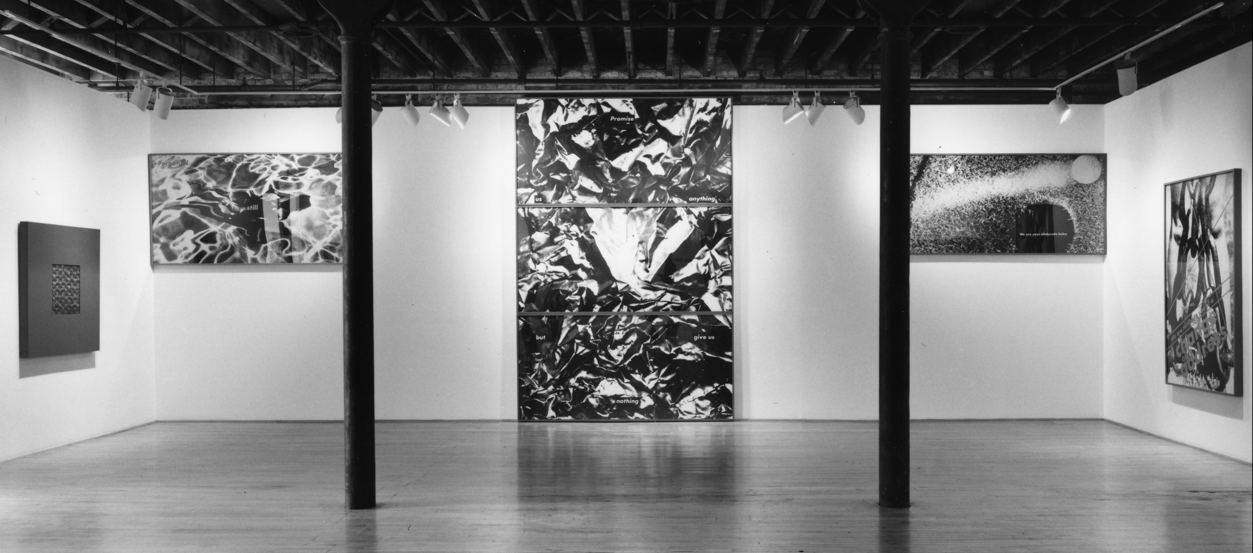 Installation view at Rhona Hoffman Gallery, Barbara Kruger, New Work, 1986