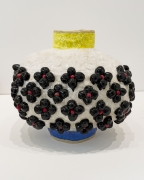 Oval with Black Flowers, 2020, Glazed Ceramic