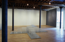Installation view at Rhona Hoffman Gallery, Sol LeWitt, New Structures, Wall Drawings, Drawings, 1980