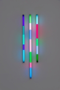 Spencer Finch.&nbsp;Haiku (Spring), 2020. 3 fluorescent fixtures and filters, 48 x 16 inches.