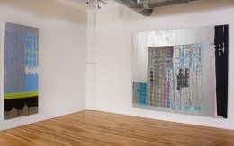 Installation view at Rhona Hoffman Gallery, Judy Ledgerwood, Basement Love, 2000