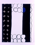 Judy Ledgerwood, Puzzlin' It Out, Oil on canvas (metallic silver), 2003