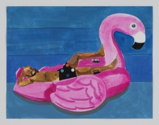 Derrick Adams. Petite Floater 24, 2020. Watercolor, ink, and fabric on paper collage on watercolor paper, 8.5 x 11 inches.&nbsp;