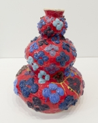 Wabi-sabi Triple Gourd (Red, Blue, Violet),&nbsp;2021, Glazed ceramic and gold resin