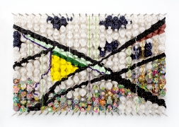 JACOB HASHIMOTO,&nbsp;To catch a glimpse of the sky,&nbsp;2021, Bamboo, acrylic, paper, wood, and Dacron, 56 3/8 x 81 7/8 x 8.25 inches